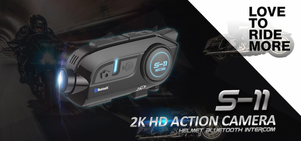 TAI NGHE BLUETOOTH CAMERA 2K INTERCOM SCS S-11 GẮN NÓN BẢO HIỂM