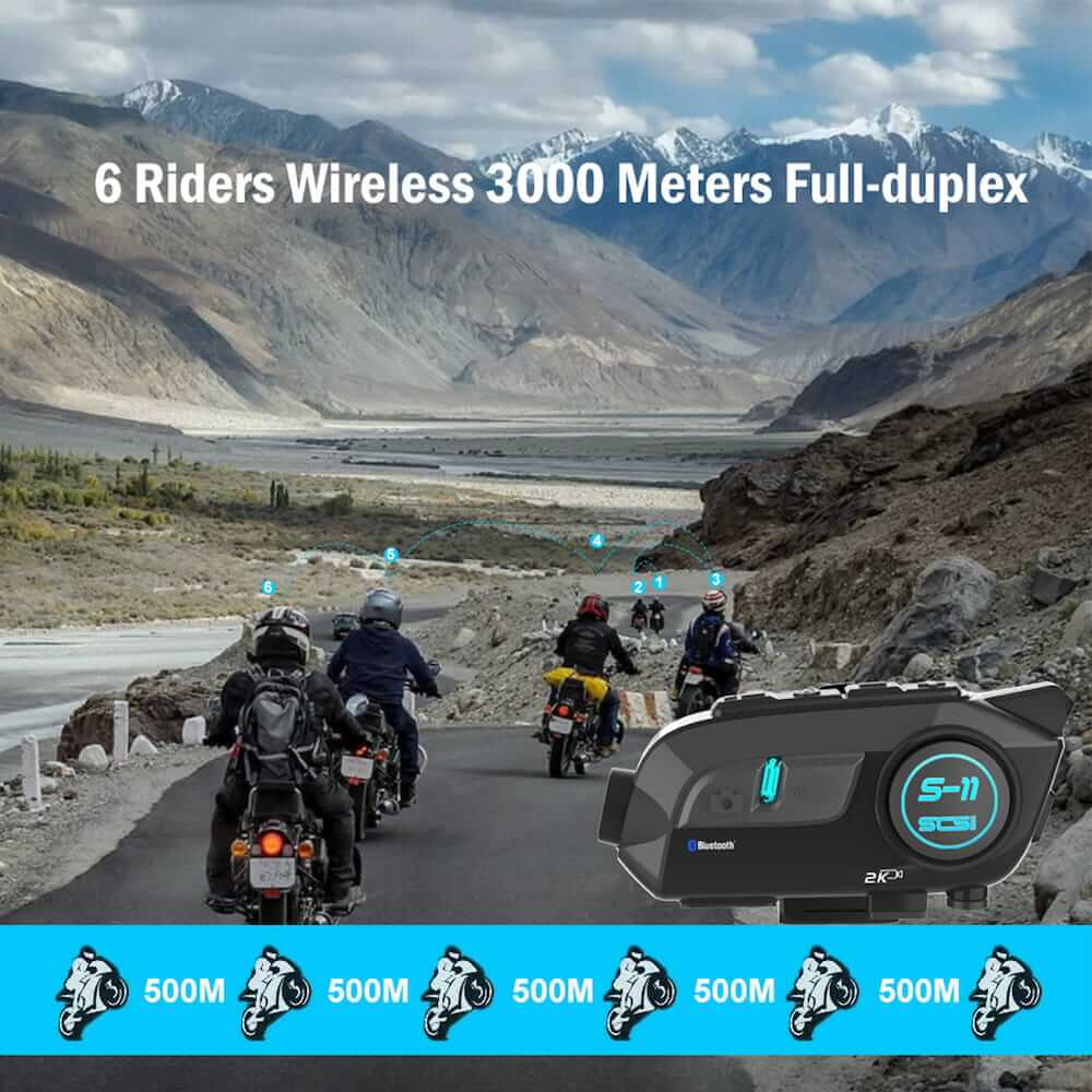 TAI NGHE BLUETOOTH CAMERA 2K INTERCOM SCS S-11 GẮN NÓN BẢO HIỂM