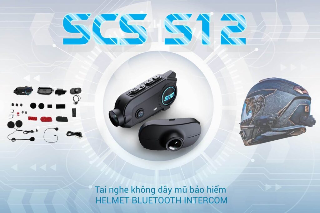TAI NGHE BLUETOOTH INTERCOM SCS S12 GẮN NÓN BẢO HIỂM