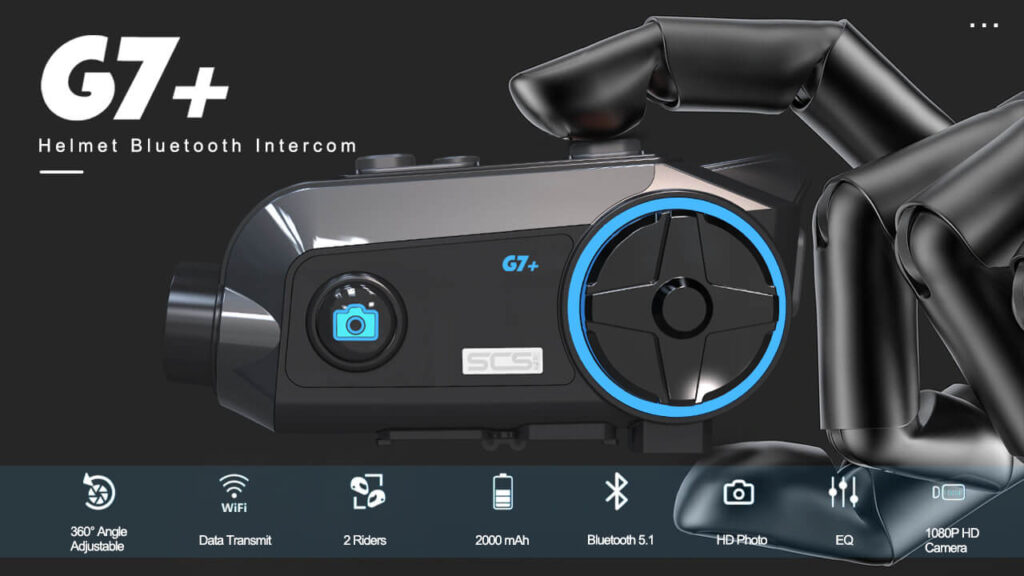 TAI NGHE BLUETOOTH CAMERA INTERCOM SCS G7+ GẮN NÓN BẢO HIỂM