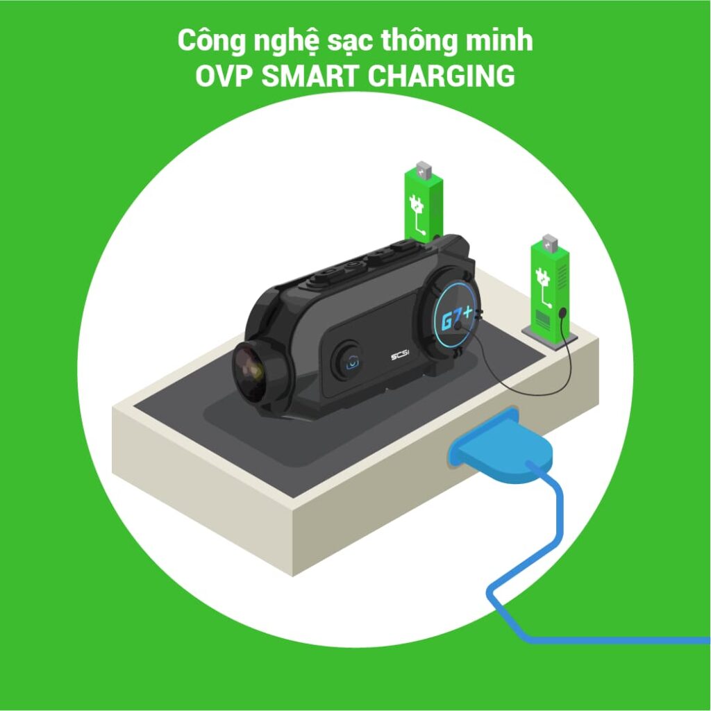 TAI NGHE BLUETOOTH CAMERA INTERCOM SCS G7+ GẮN NÓN BẢO HIỂM