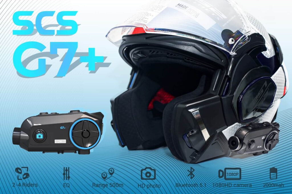 TAI NGHE BLUETOOTH CAMERA INTERCOM SCS G7+ GẮN NÓN BẢO HIỂM