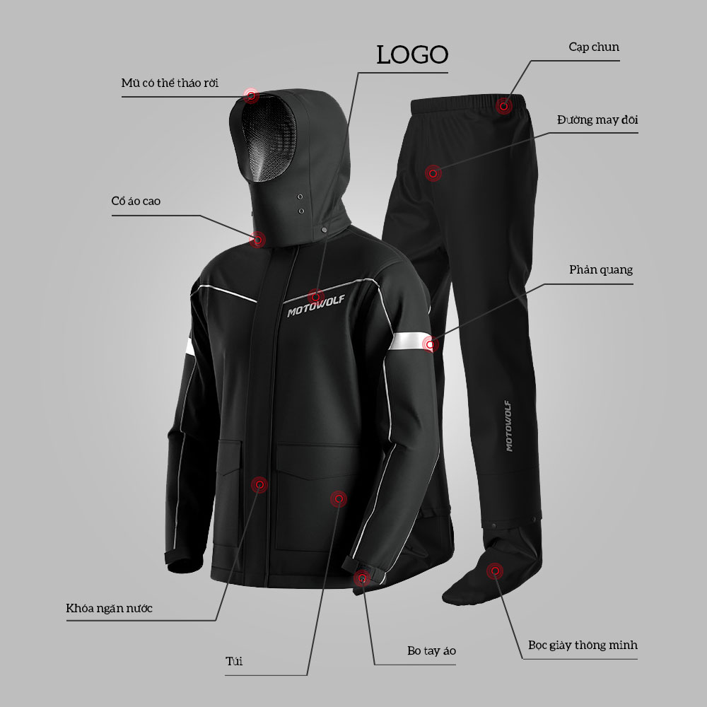 Bộ áo mưa MOTOWOLF MDL0403B