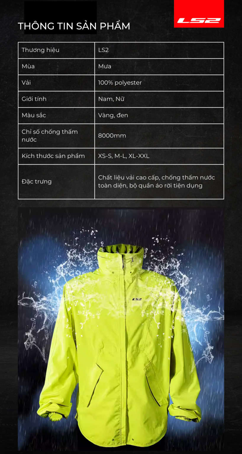 Bộ Quần Áo Mưa Siêu Nhẹ LS2 Capote