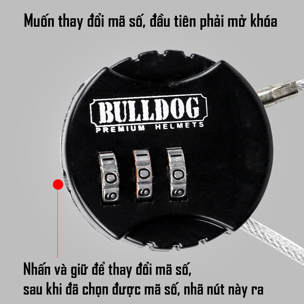 Khóa số Bulldog - khóa nón bảo hiểm - hướng dẫn