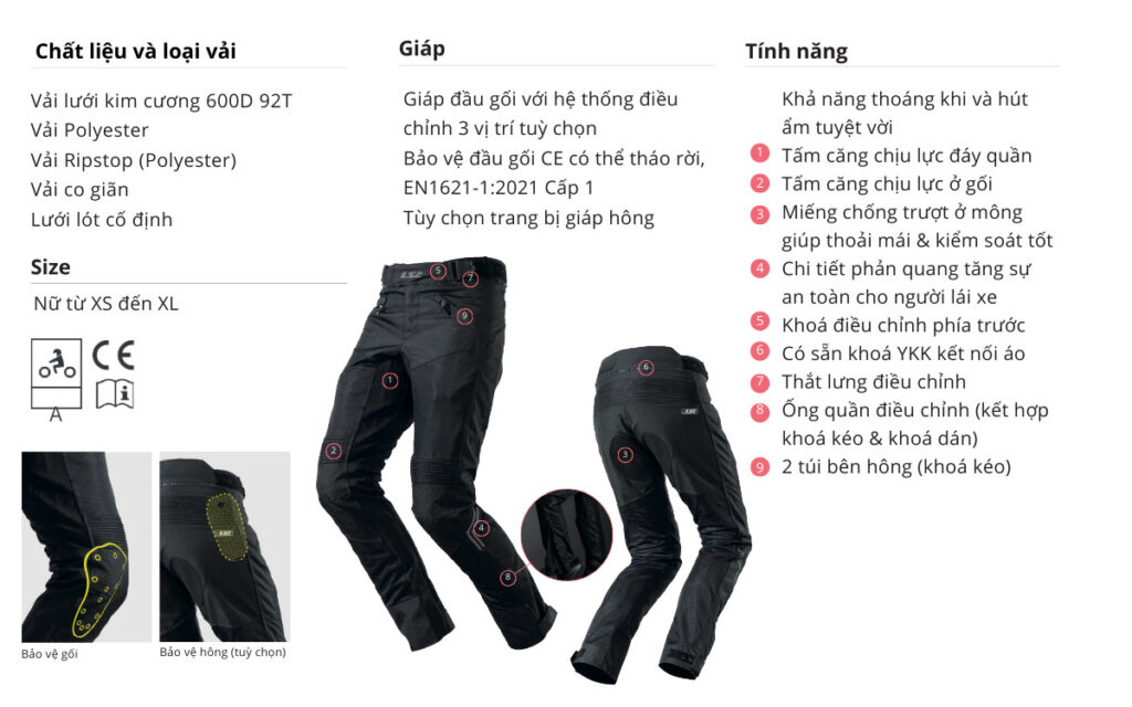 
Quần Bảo Hộ LS2 Vento Lady