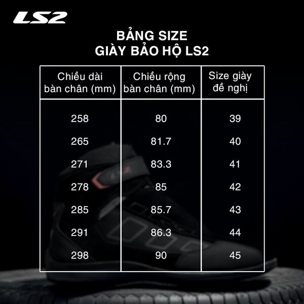 GIÀY BẢO HỘ XE MÁY LS2 GOBY MAN - SIZE